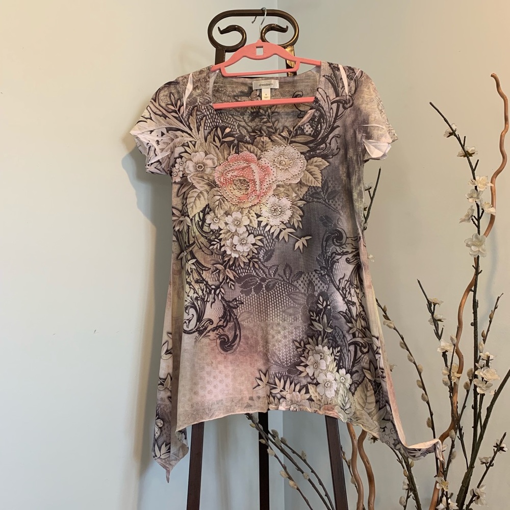 Dress Barn Graphic flower Blouse Size S